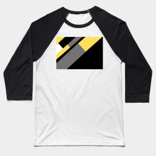 Yellow,  White, Black, and Grey Rectangle and Triangle pattern Baseball T-Shirt